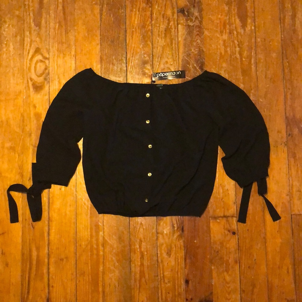 Women’s 3/4 sleeve blouse with sleeve ties - L